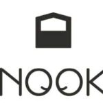 A black and white logo of nook